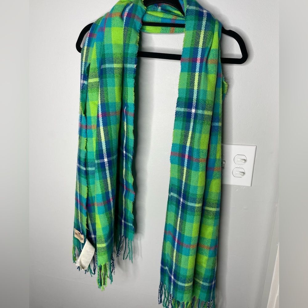 Multicolored winter scarf warm Hollister green and blue